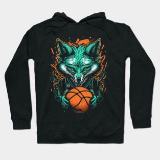 Neon Fox Basketball Player Retro 80s Ball Sports Hoodie